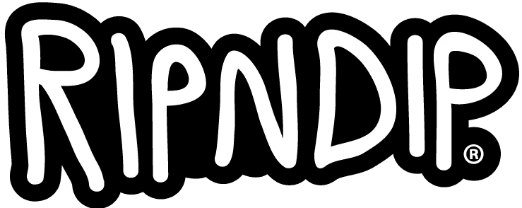 RIPNDIP logo in bold white cartoon letters with a thick black outline