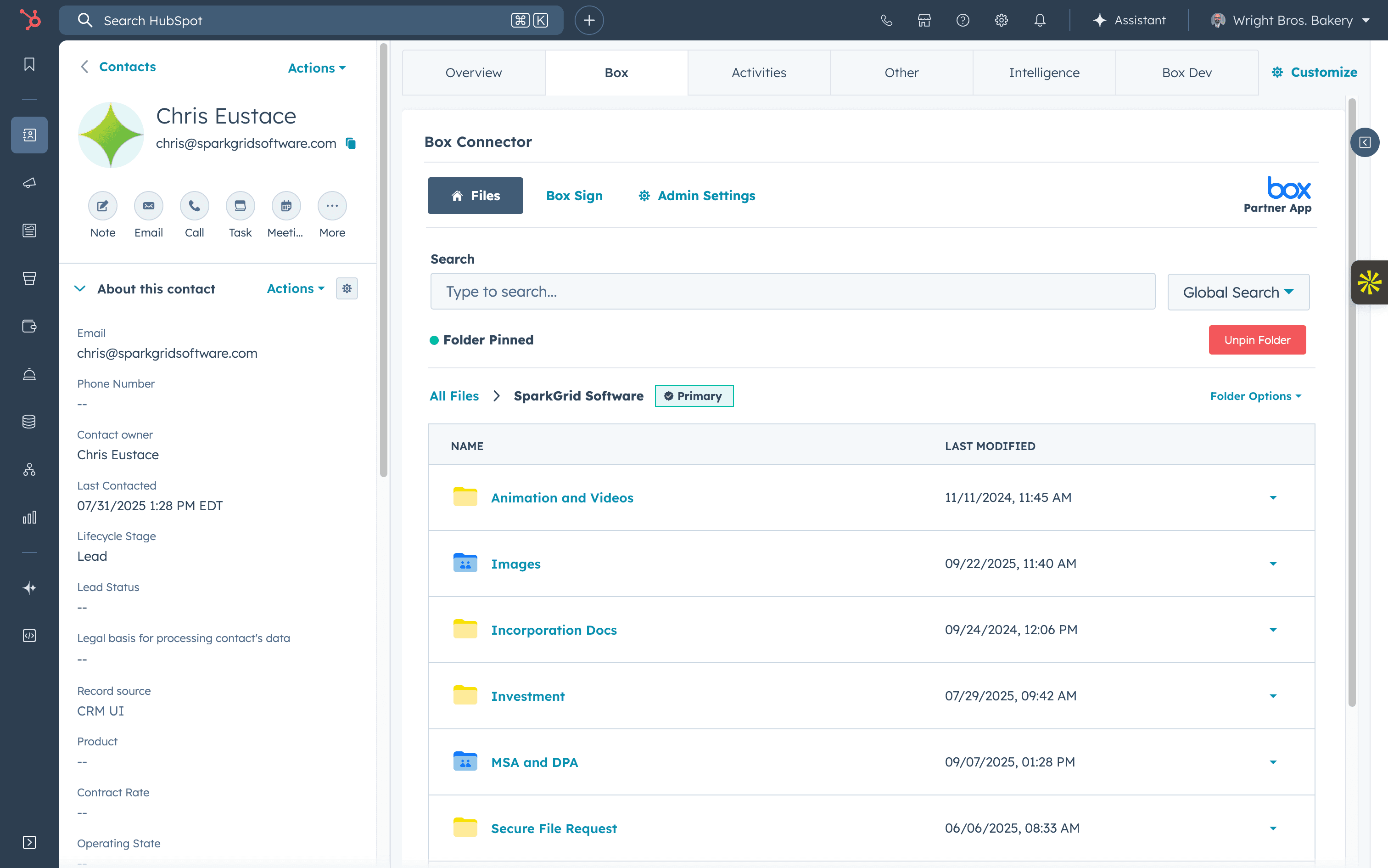 Box Files in HubSpot