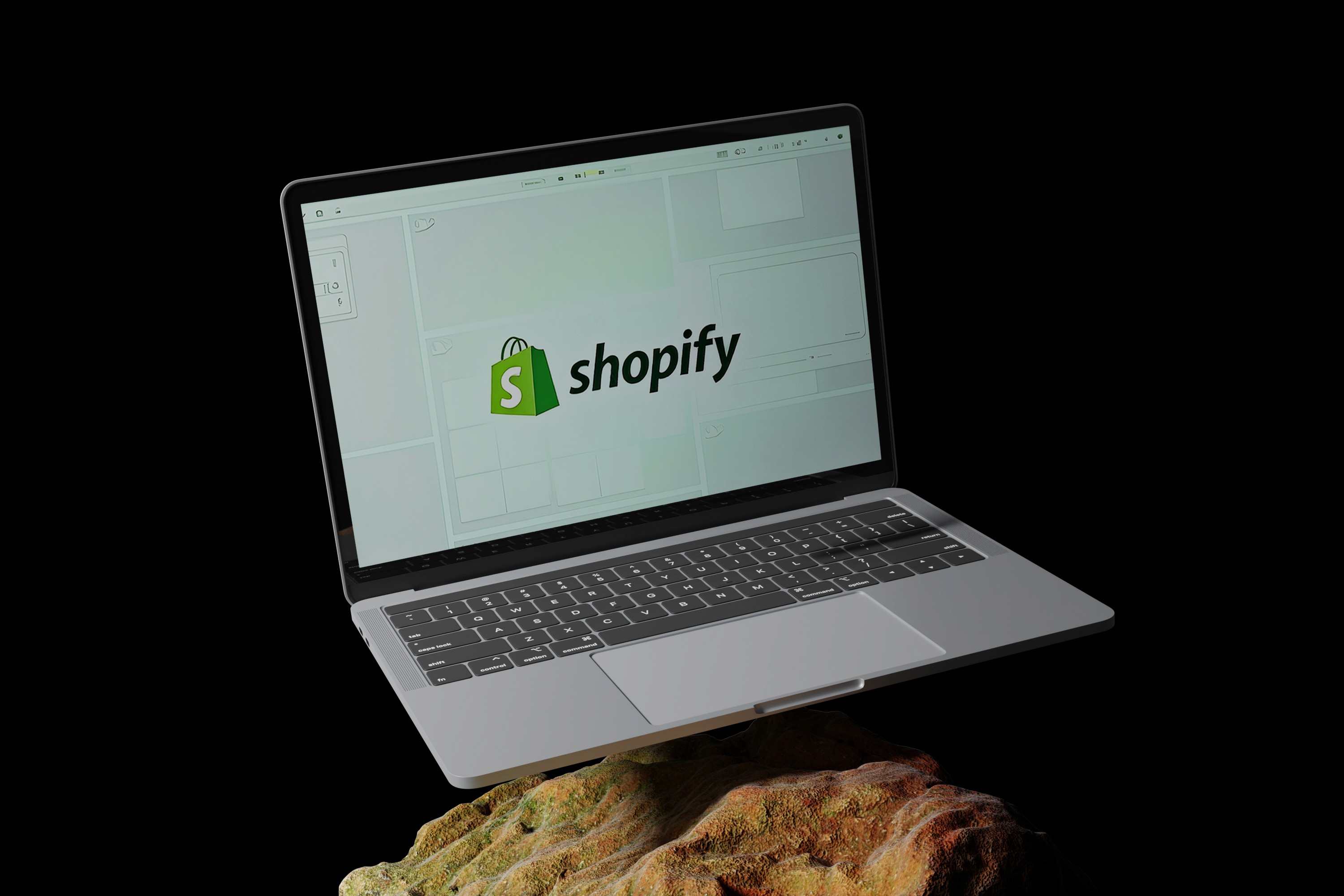 A laptop sits on a chair, displaying a webpage with text that reads "Great Articles - Read | Share."