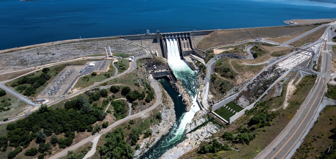 Aerial view of Folsom Dam