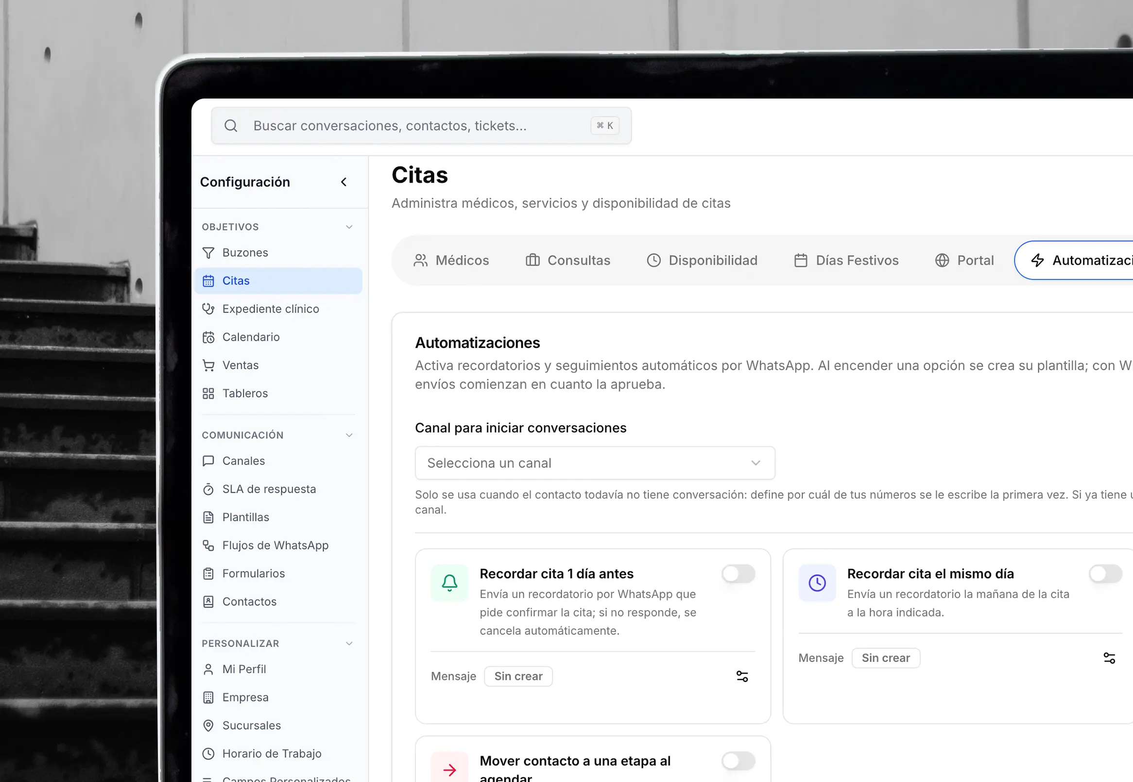 Panel de citas de la plataforma de Asistian para médicos.