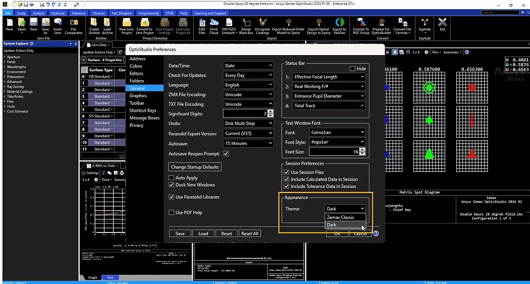 With Dark Mode, Ansys 2025 R1 offers a more comfortable interface for long hours of optical design work.