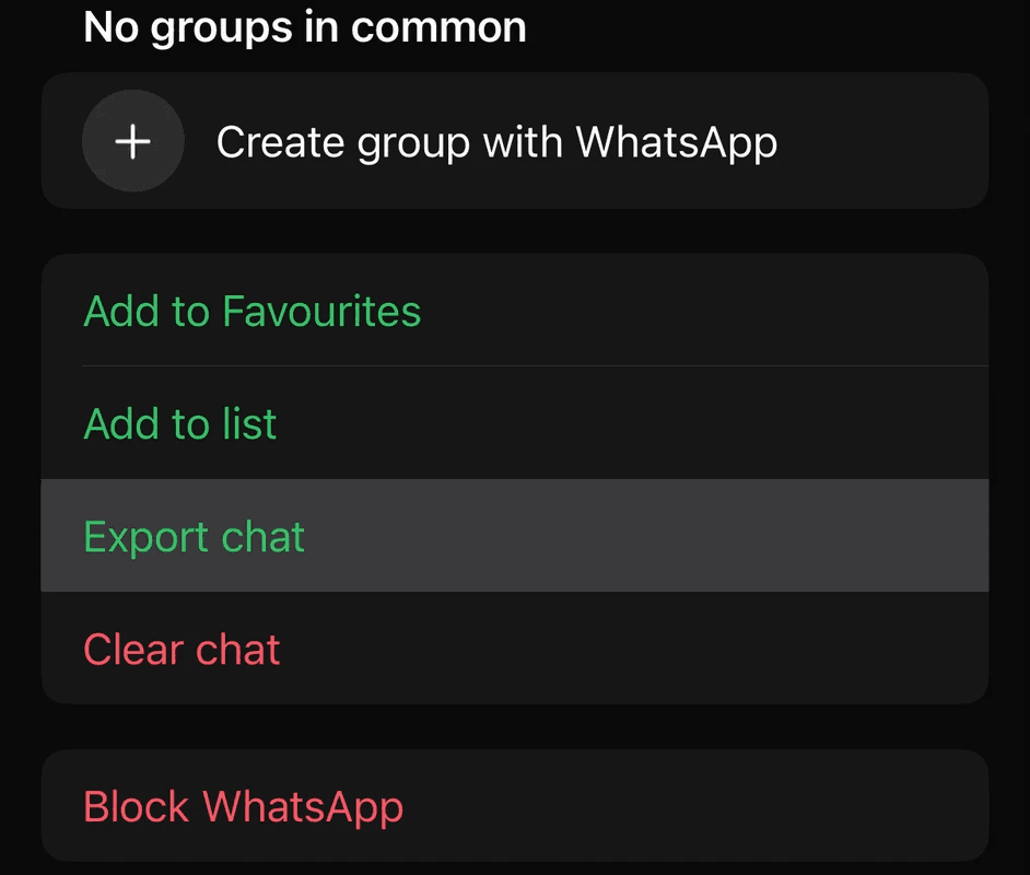 How to export whatsapp chat