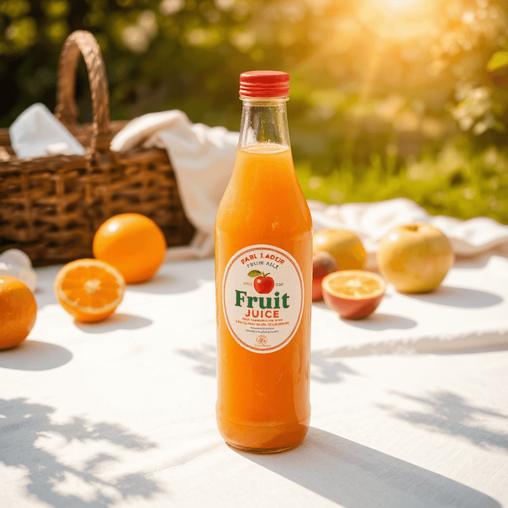 product photography of a bottle of fruit juice