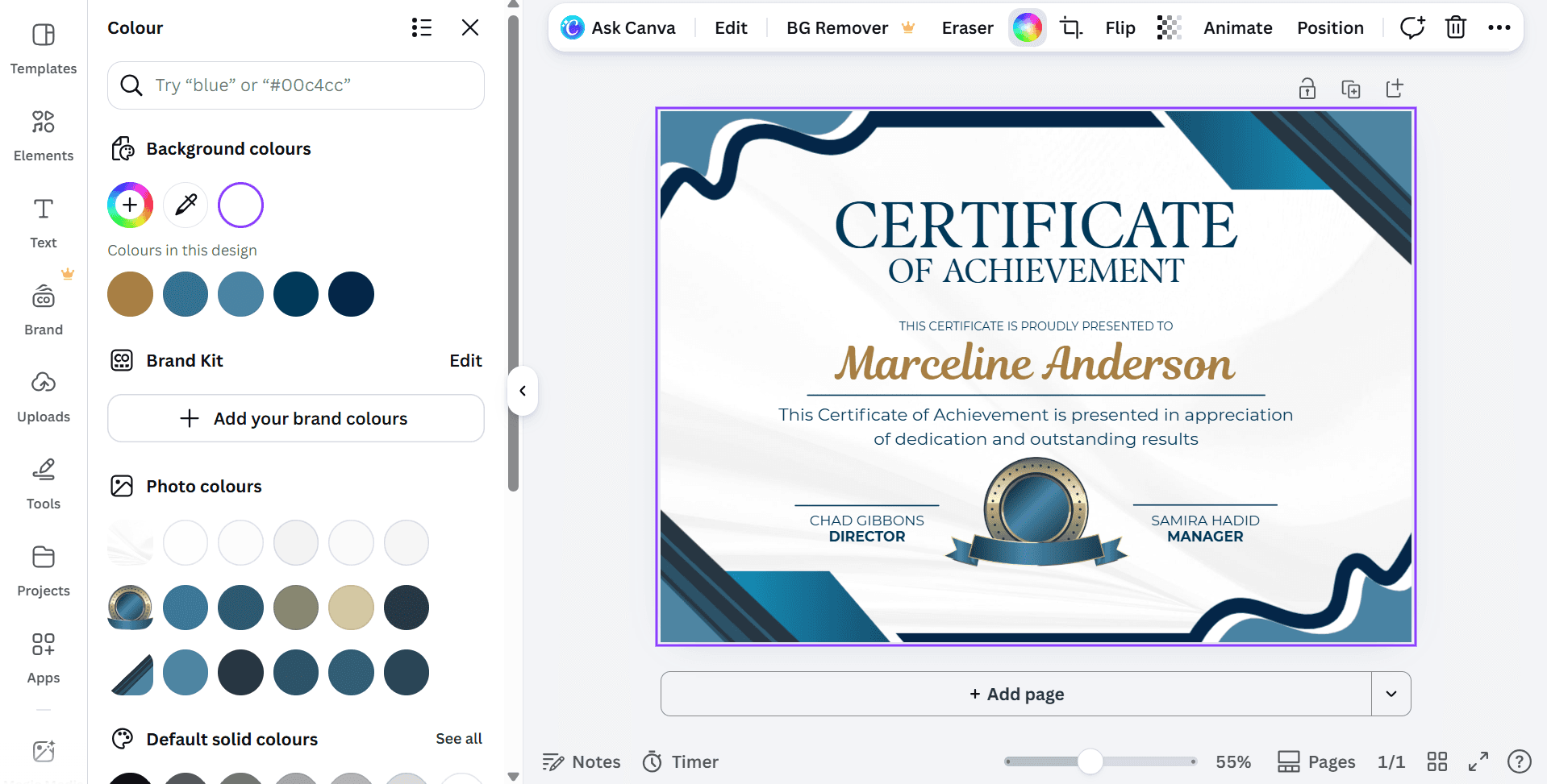 canva editor page