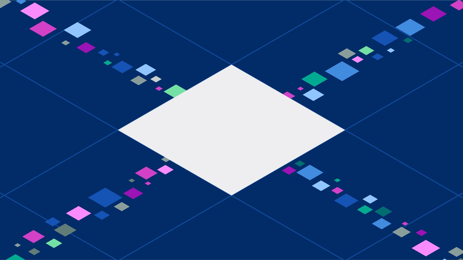 Isometric vector illustration of data flowing into a central square object.