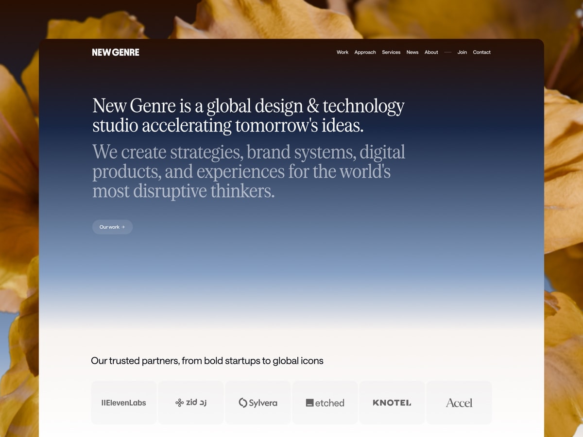 New Genre agency website thumbnail from the Framer Gallery