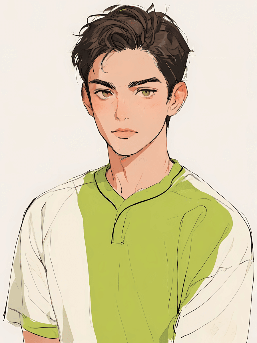 man wearing green crew-neck top and eyeglasses with black frames looking at side