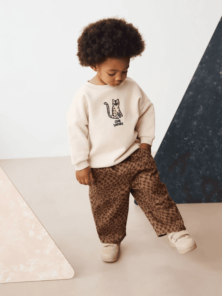 Tiny Dudes - Next - Tan Leopard Print Pull On Wide Trousers (3mths-7yrs)