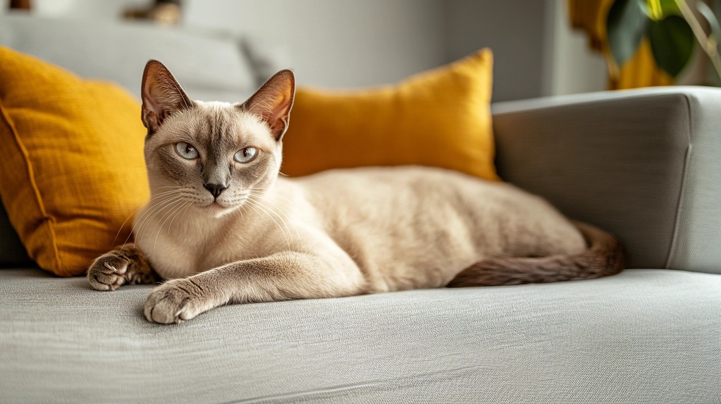 A cat on a couch