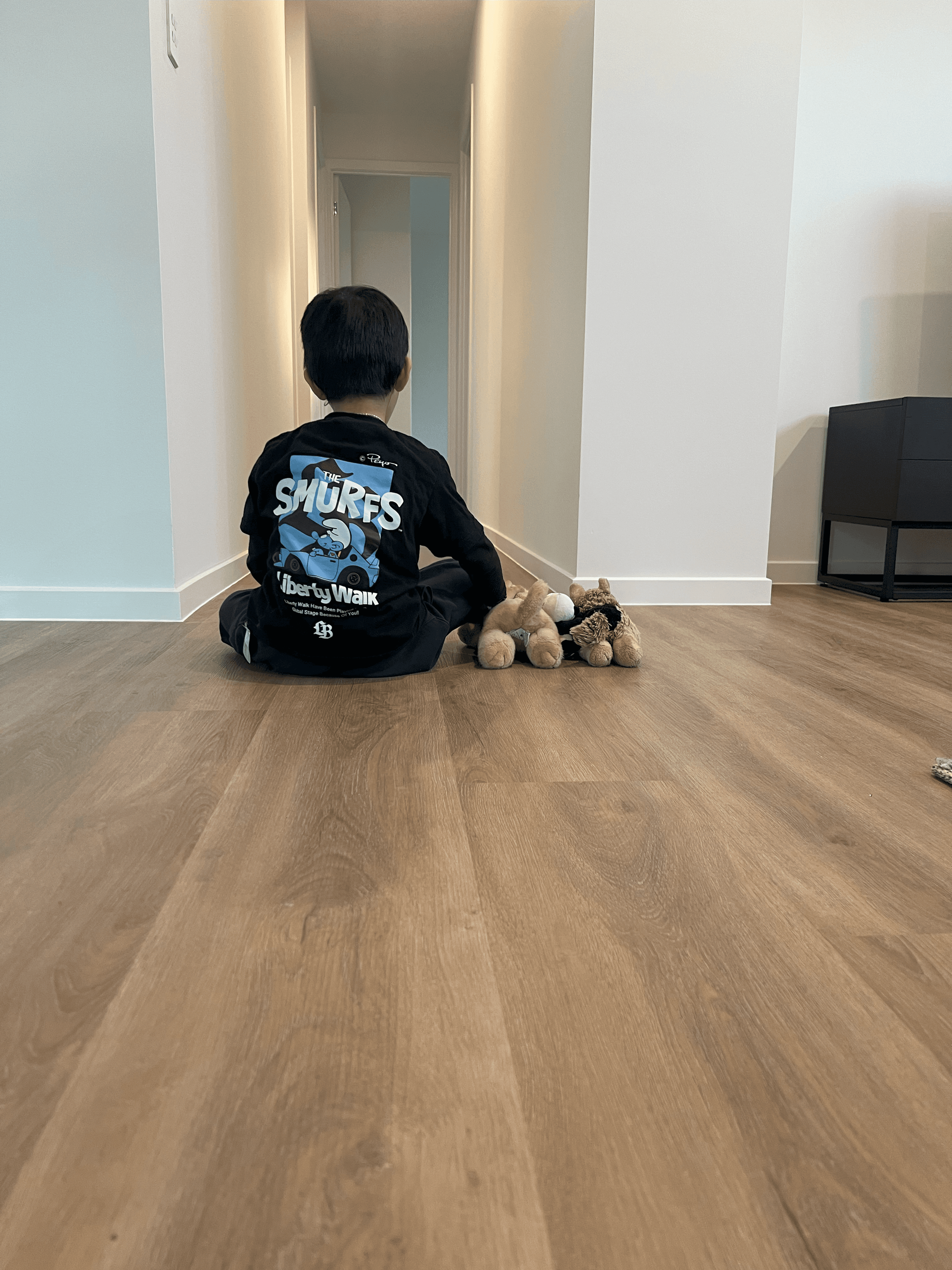Hybrid flooring after installation in Brisbane—slip-resistant and kid-friendly so little ones can sit and play safely on day one.