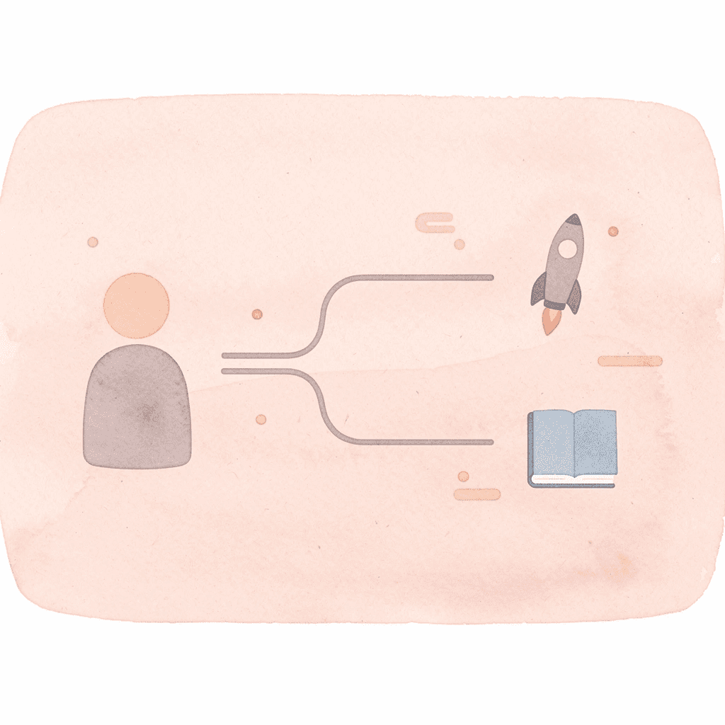 Icon showing a single choice splitting into multiple dialect paths