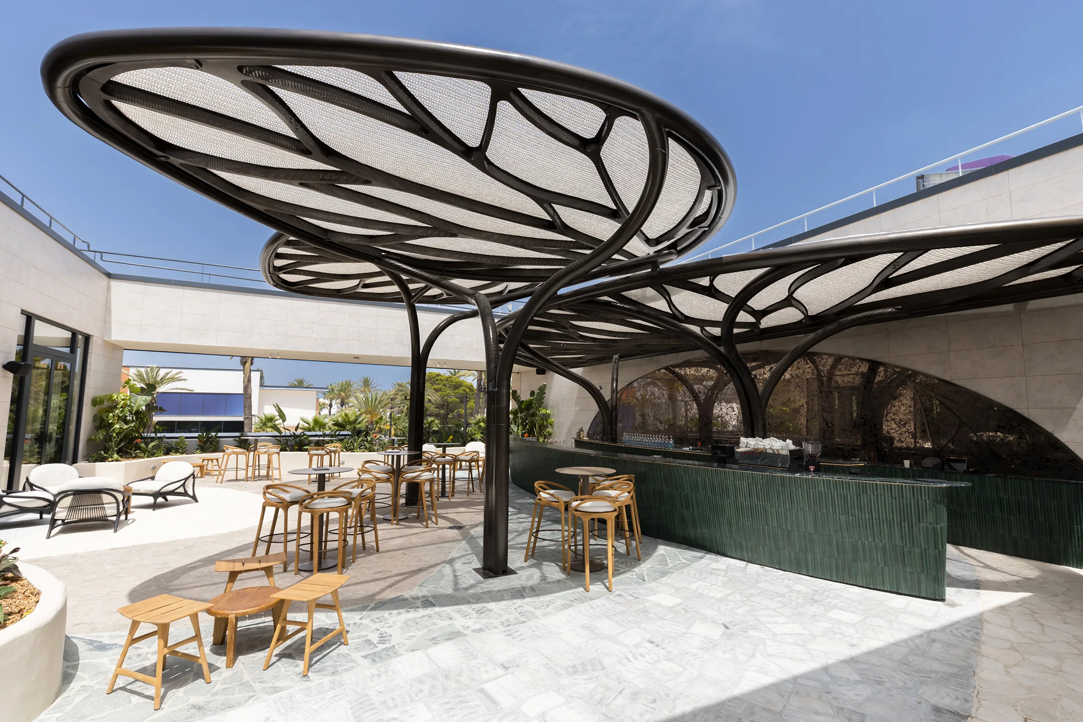 View of the Tomorrowland store rooftop bar