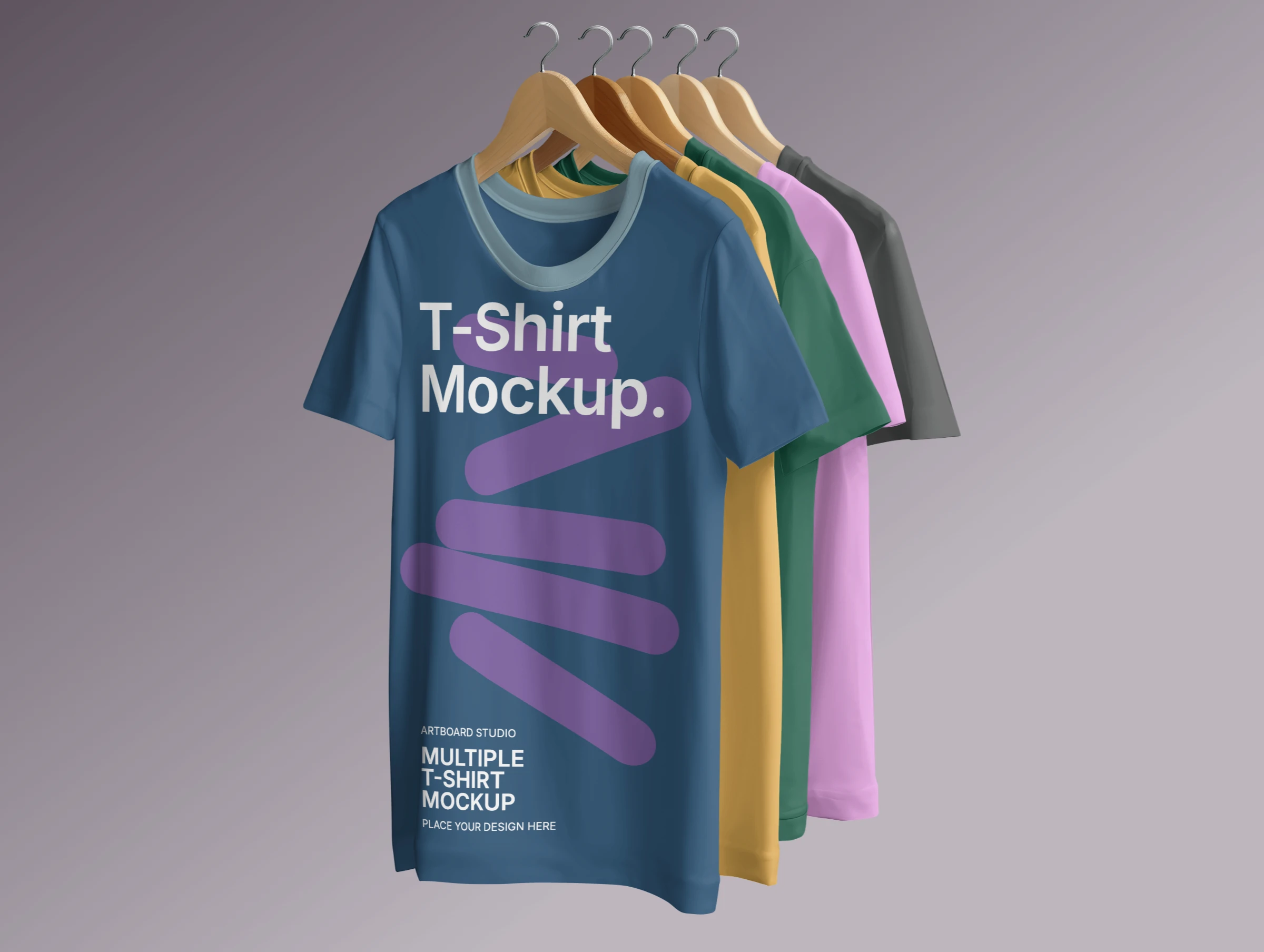 T-shirt mockup hanging and stacked together