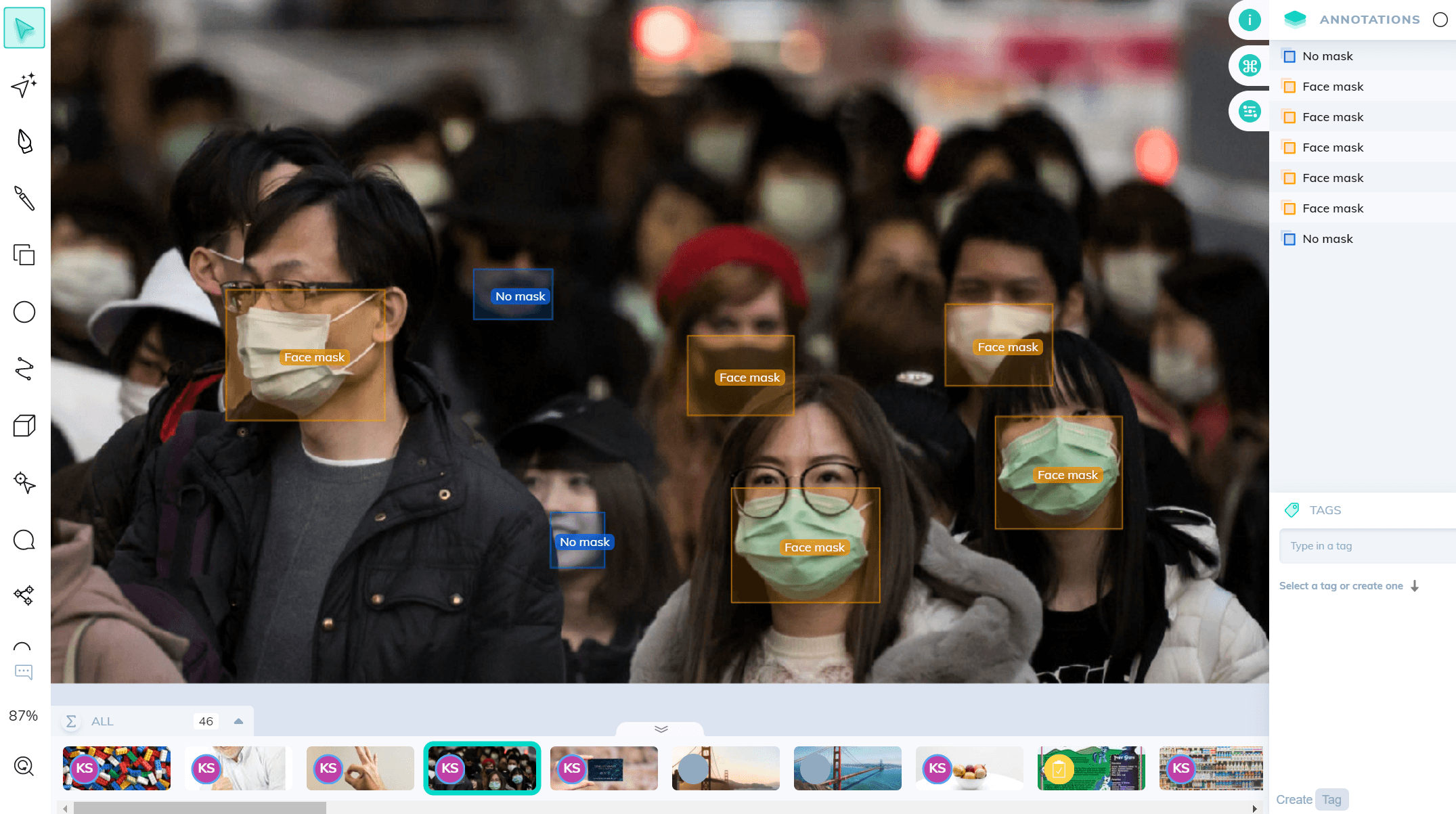 Face mask detection in a crowd using V7