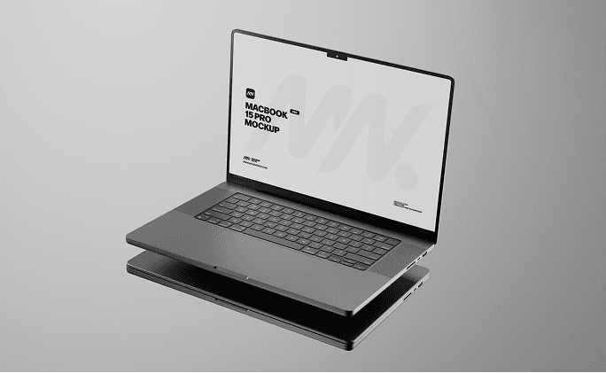 a laptop on a white room