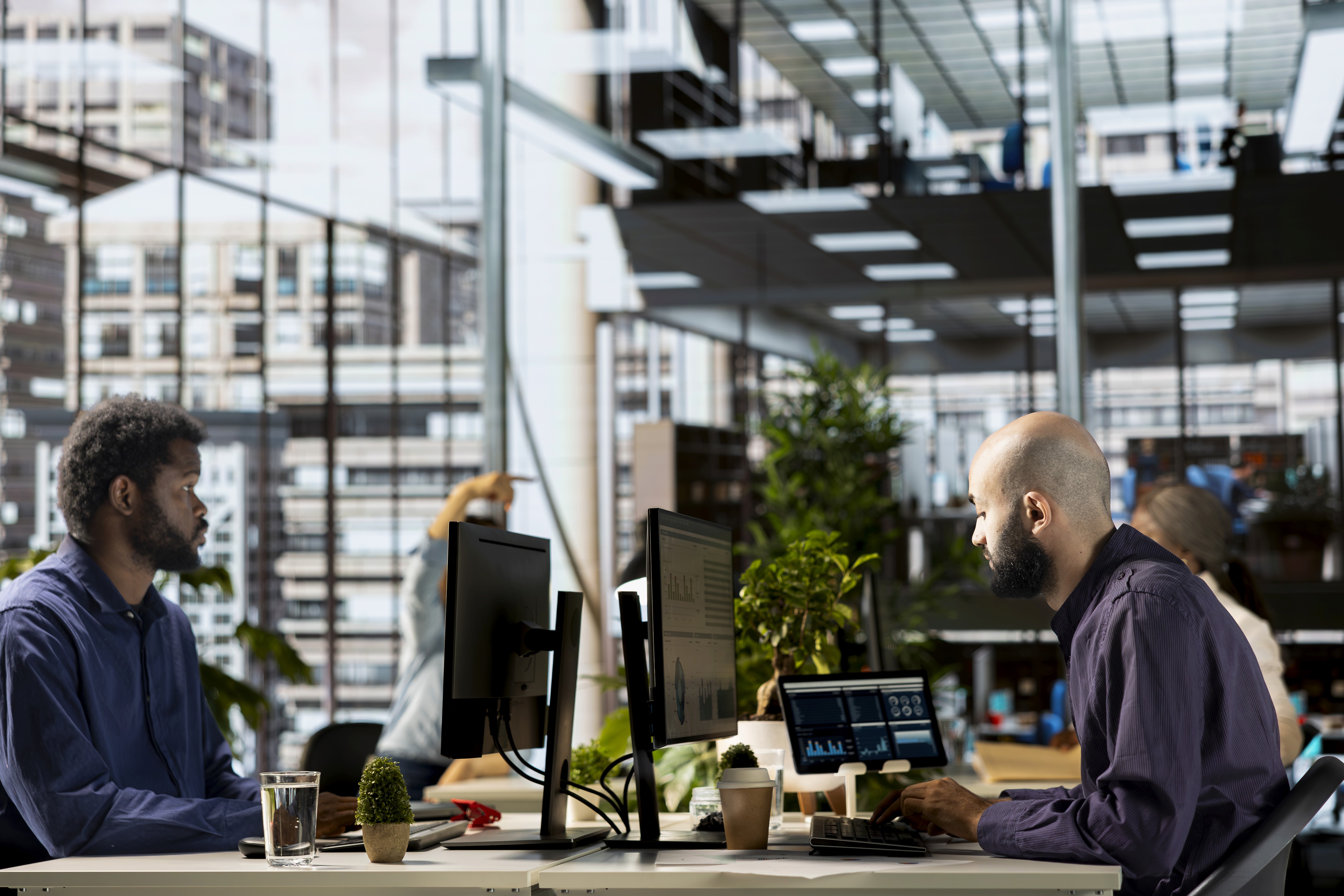 happy woman working on laptop and smiling