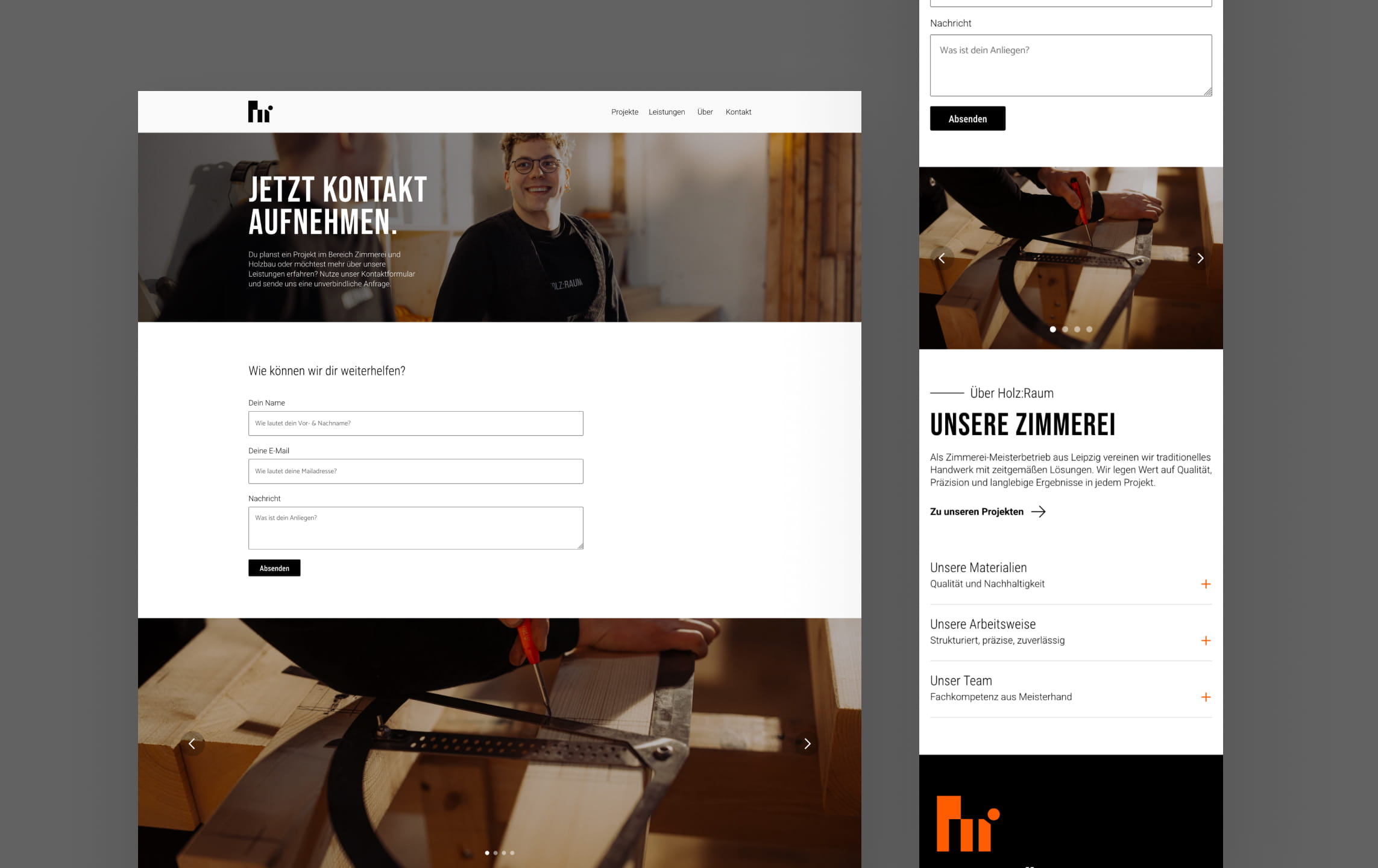 Zimmerei Holz:Raum Website Screen