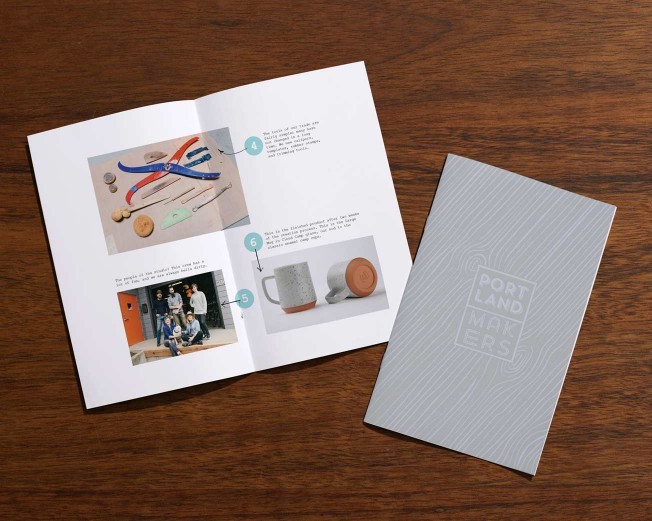 Portland zine interior with illustrated objects and editorial layout