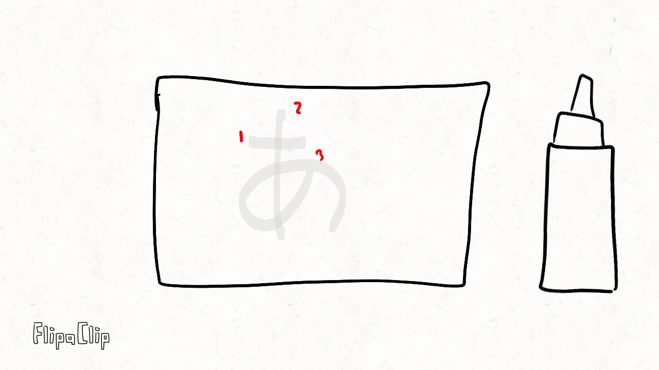 A "sauce bottle" is being used to write a japanese character.