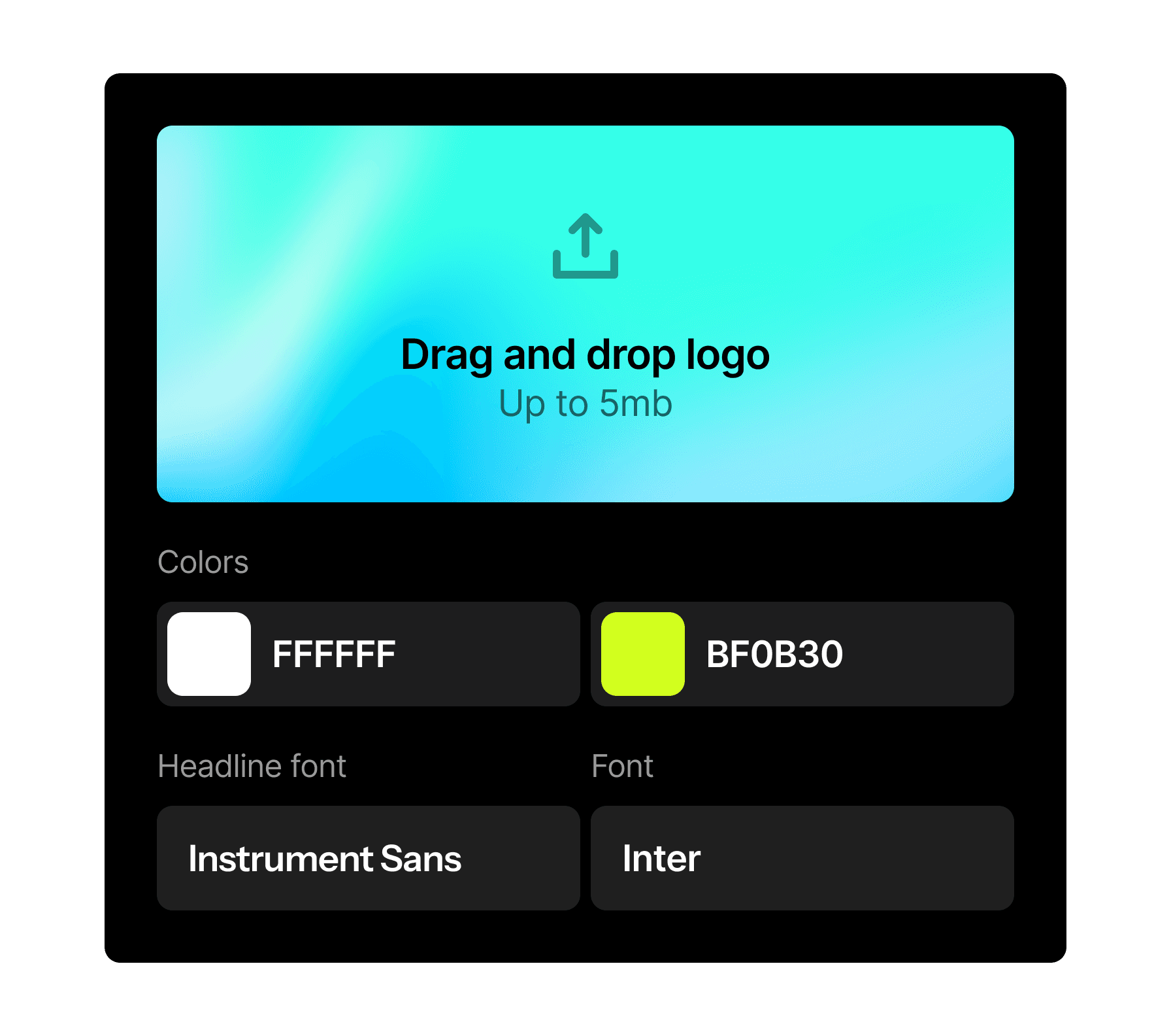 Easy, no-code Framer template customization panel for changing colors, fonts, and dragging and dropping the store logo for branding.