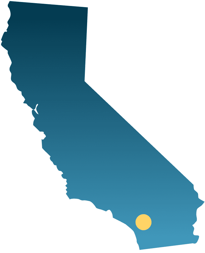Map of California with a marker in the south of the state