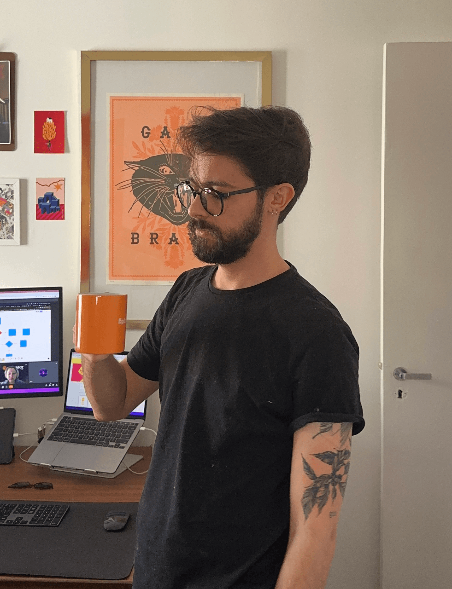 Portrait of portfolio creator – back view
