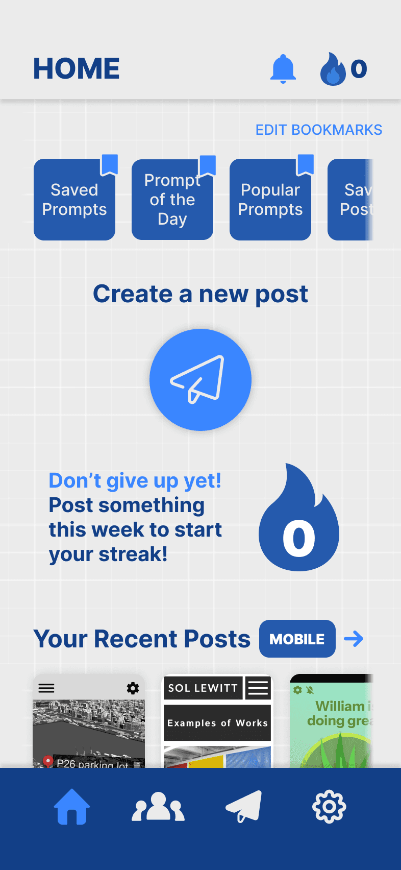 The home page for the FlowBuilder app