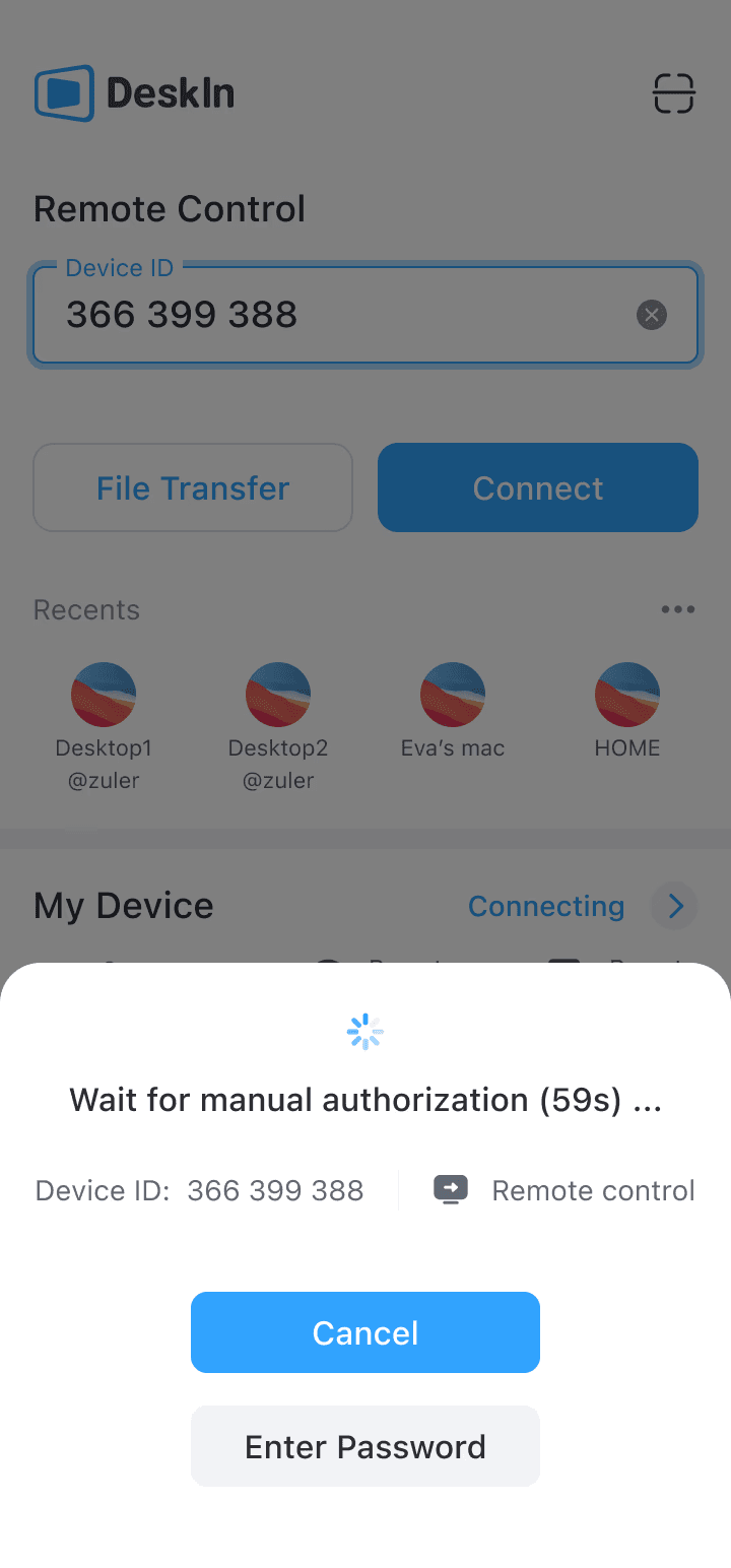 Connect remote device