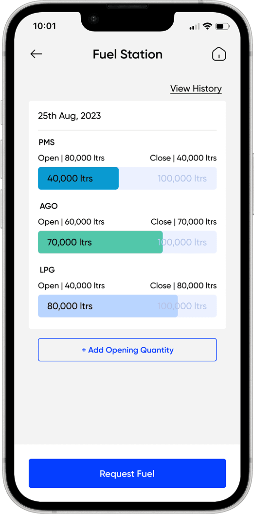 Fuel Depot Manager App — fuel station, opening and closing stock