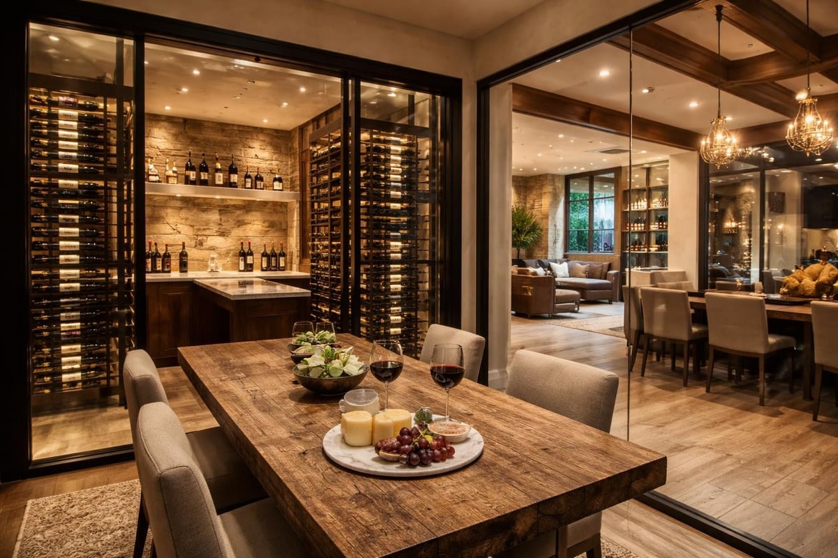 Wine cellar entertaining integration