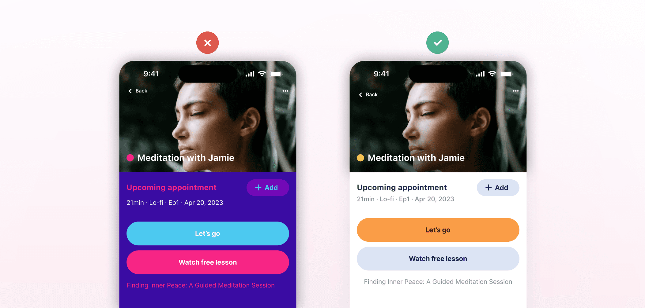 Examples showing the difference between using too much contrast and using it in balance.