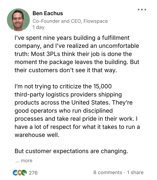 Ghostwritten LinkedIn post one