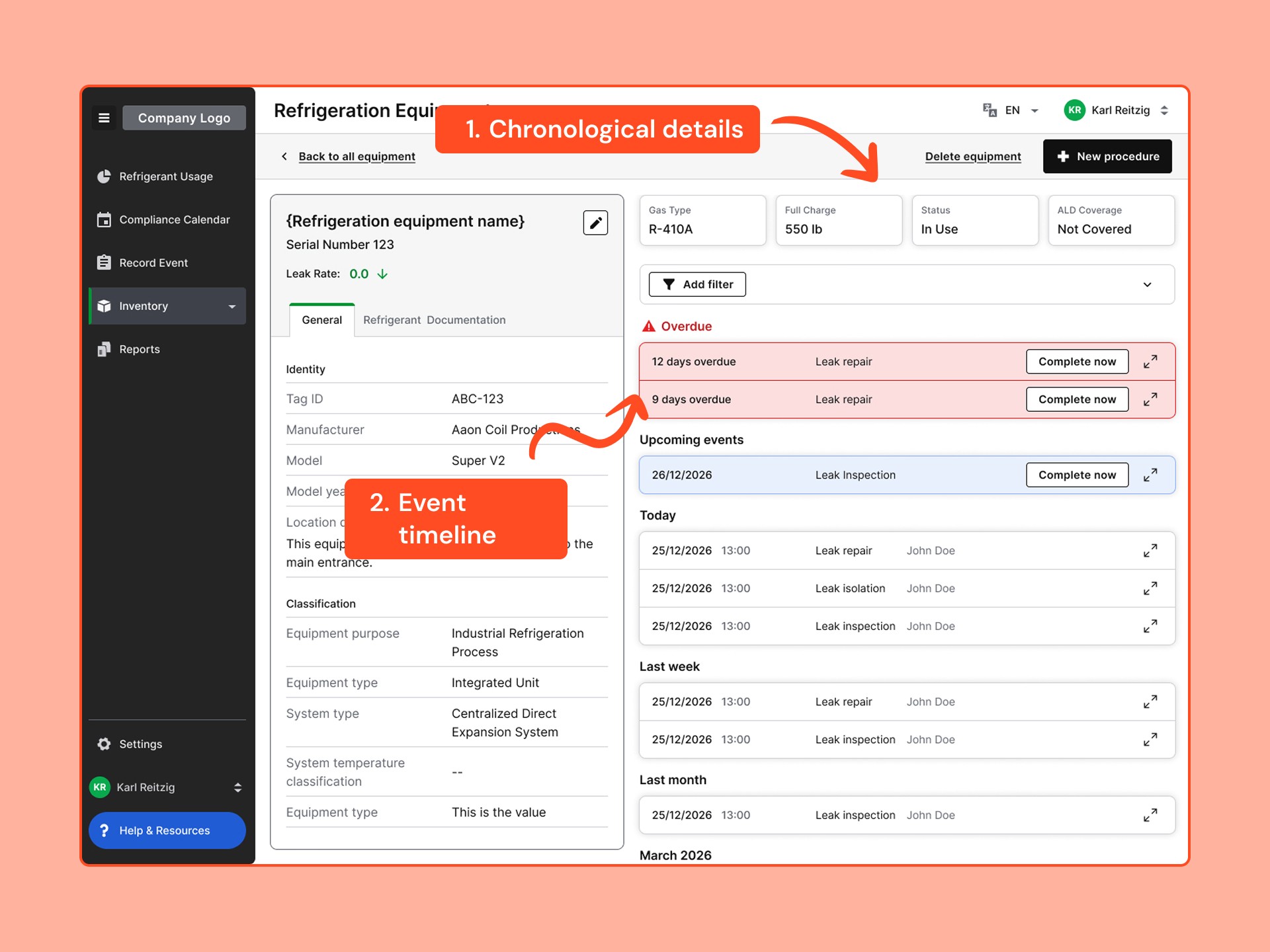Equipment details view
