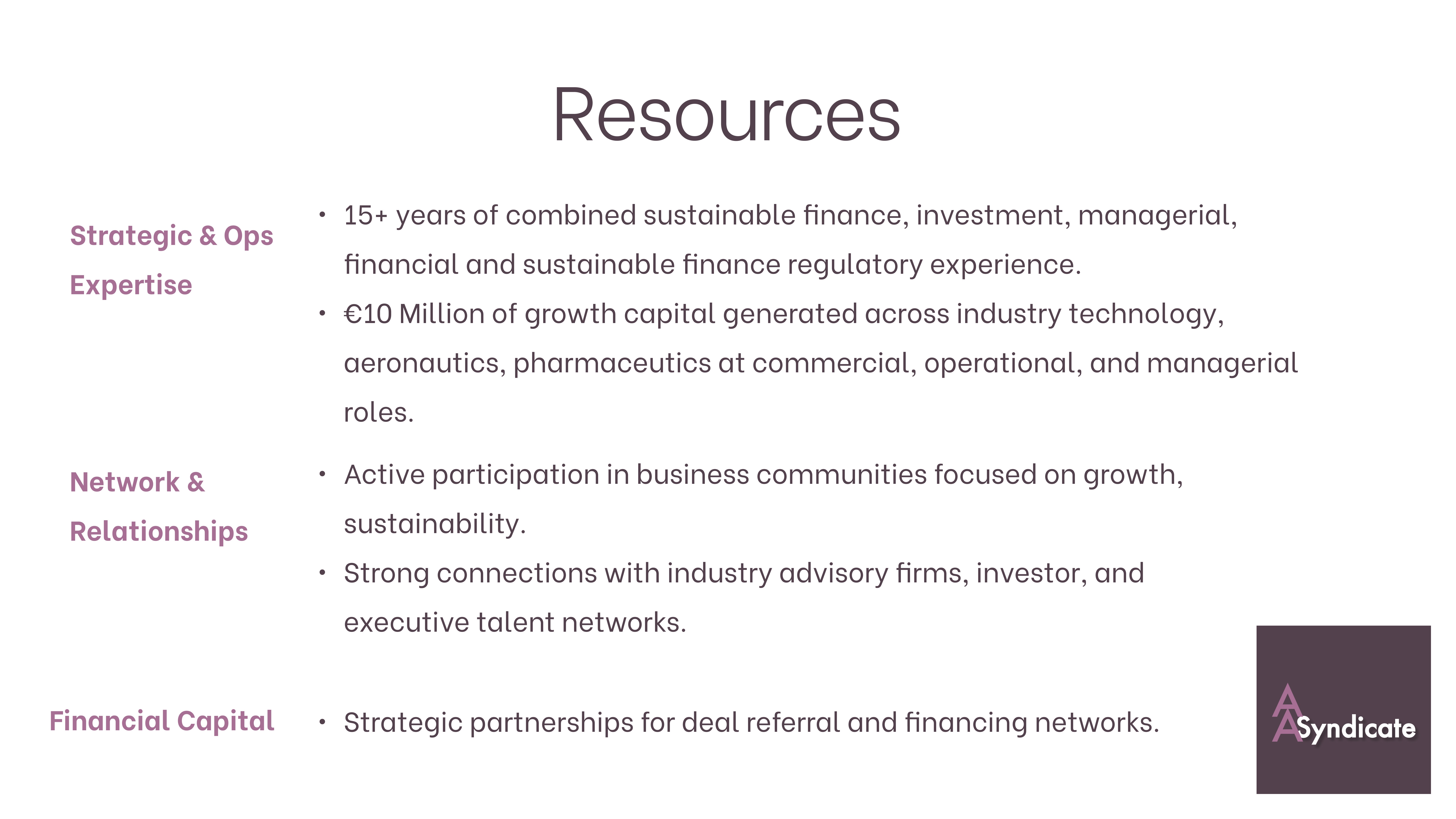 AA Syndicate Resources