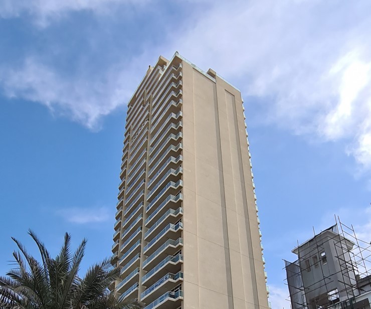 High-rise view of Zaya Hameni residences. Trusted real estate agent services for JVC property seekers.