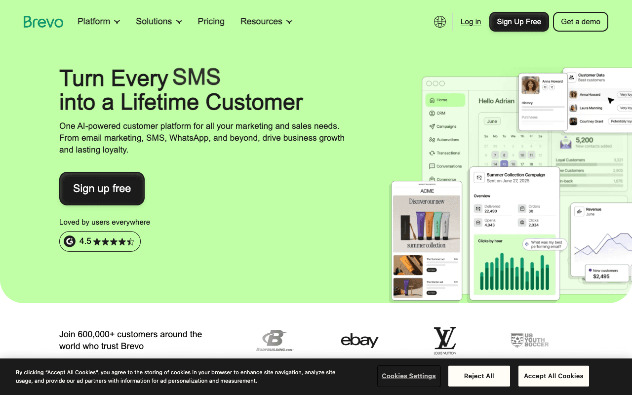 Brevo екранна снимка