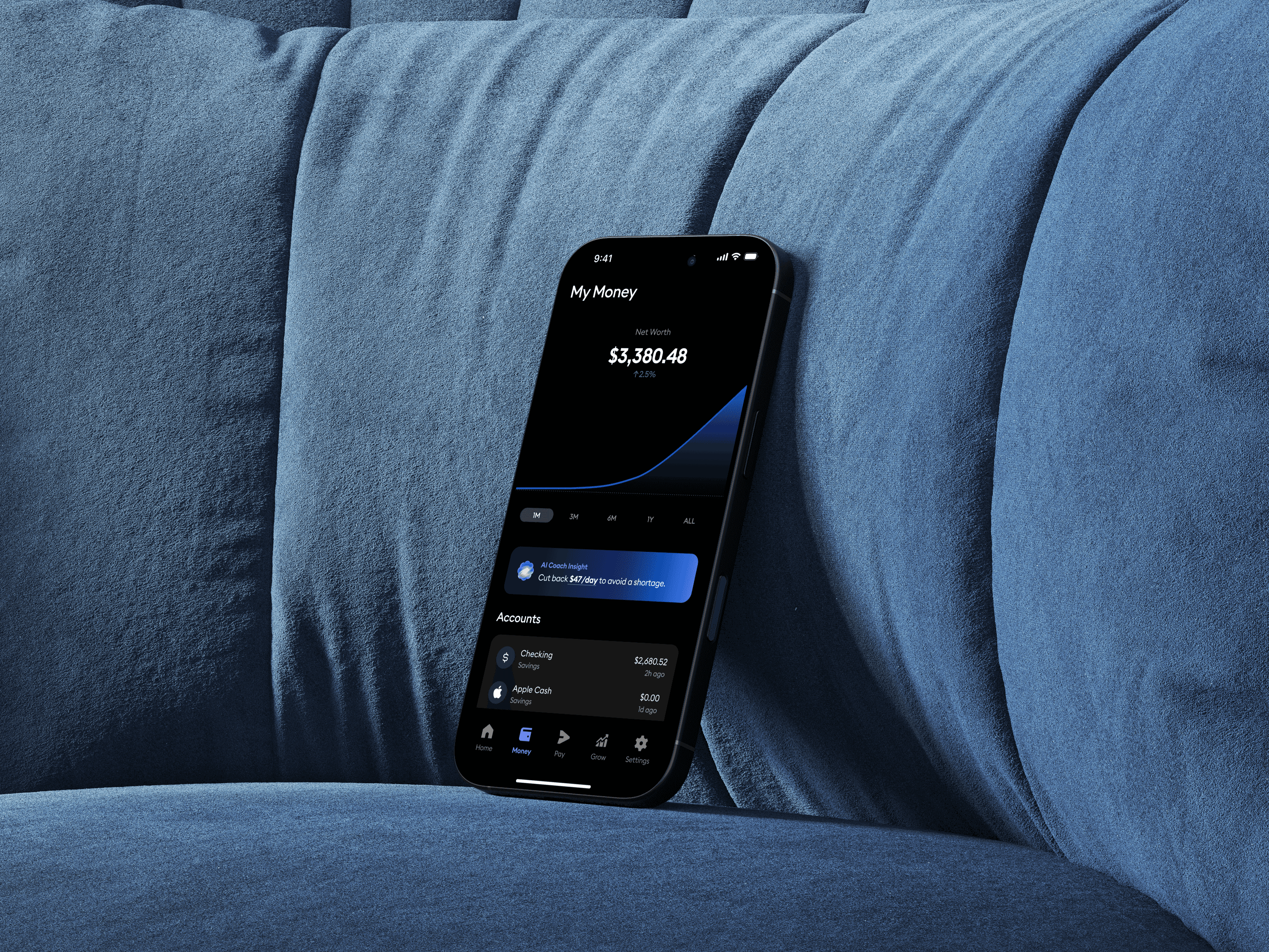 An iPhone 15 displaying a Web3.0 learning app