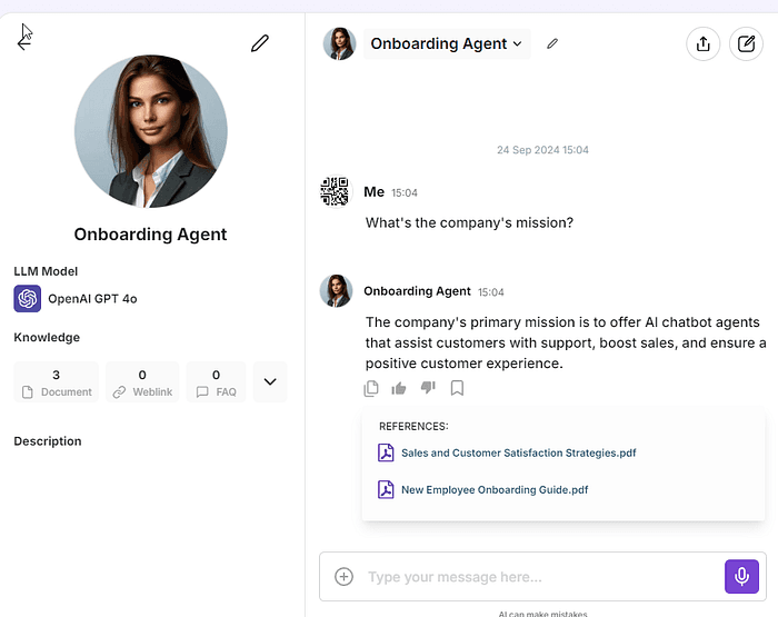 AgentX Chatting with Chatbot Agent