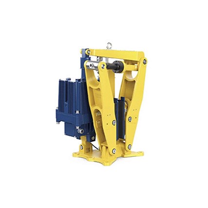 Industrial vibrator motor with dual cylindrical housings and central mount.