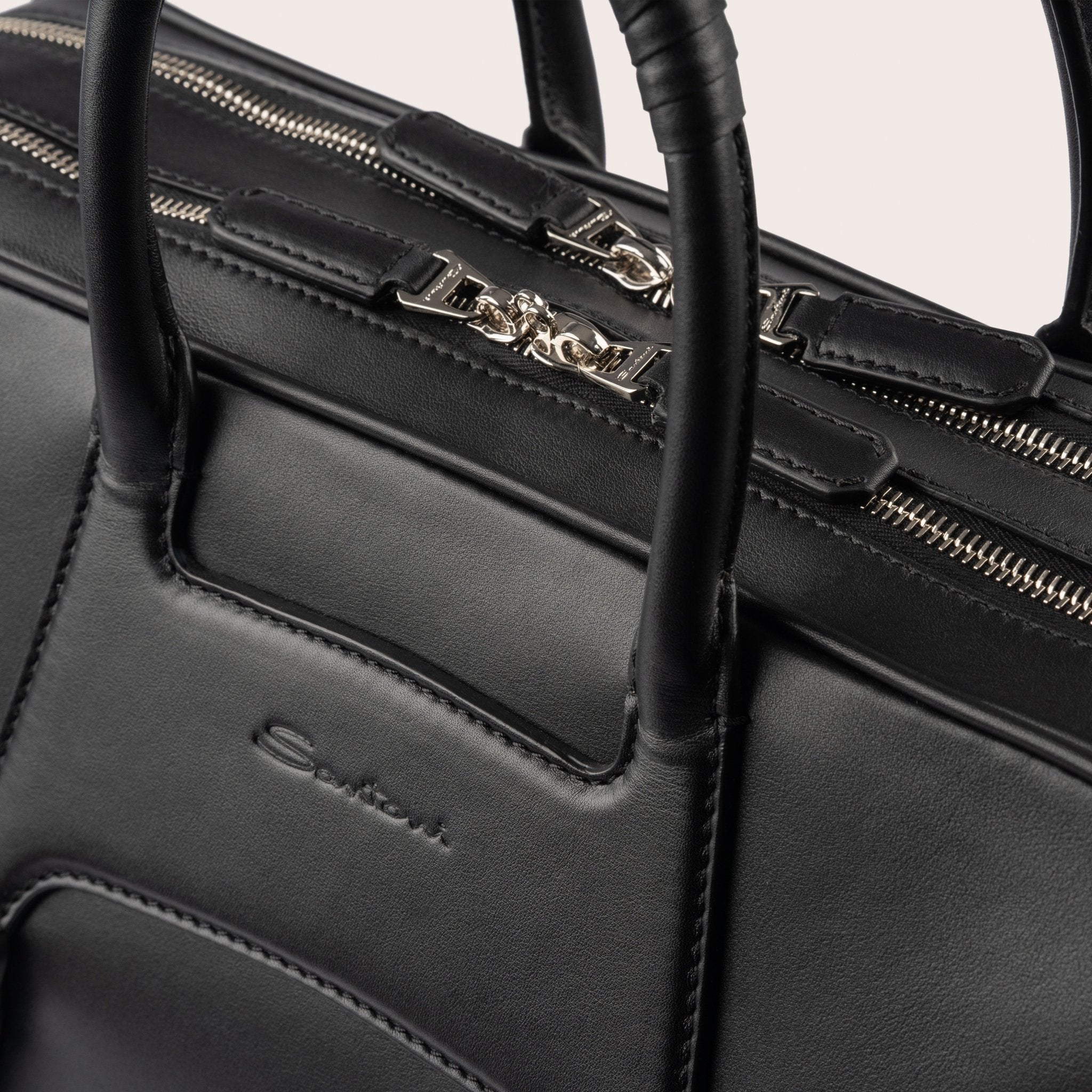 Black embossed leather briefcase - Mandelli UK