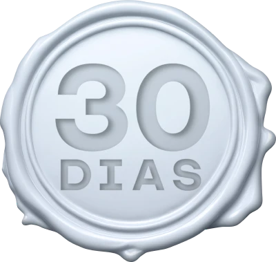 Selo metálico prateado com a inscrição “07 DIAS”