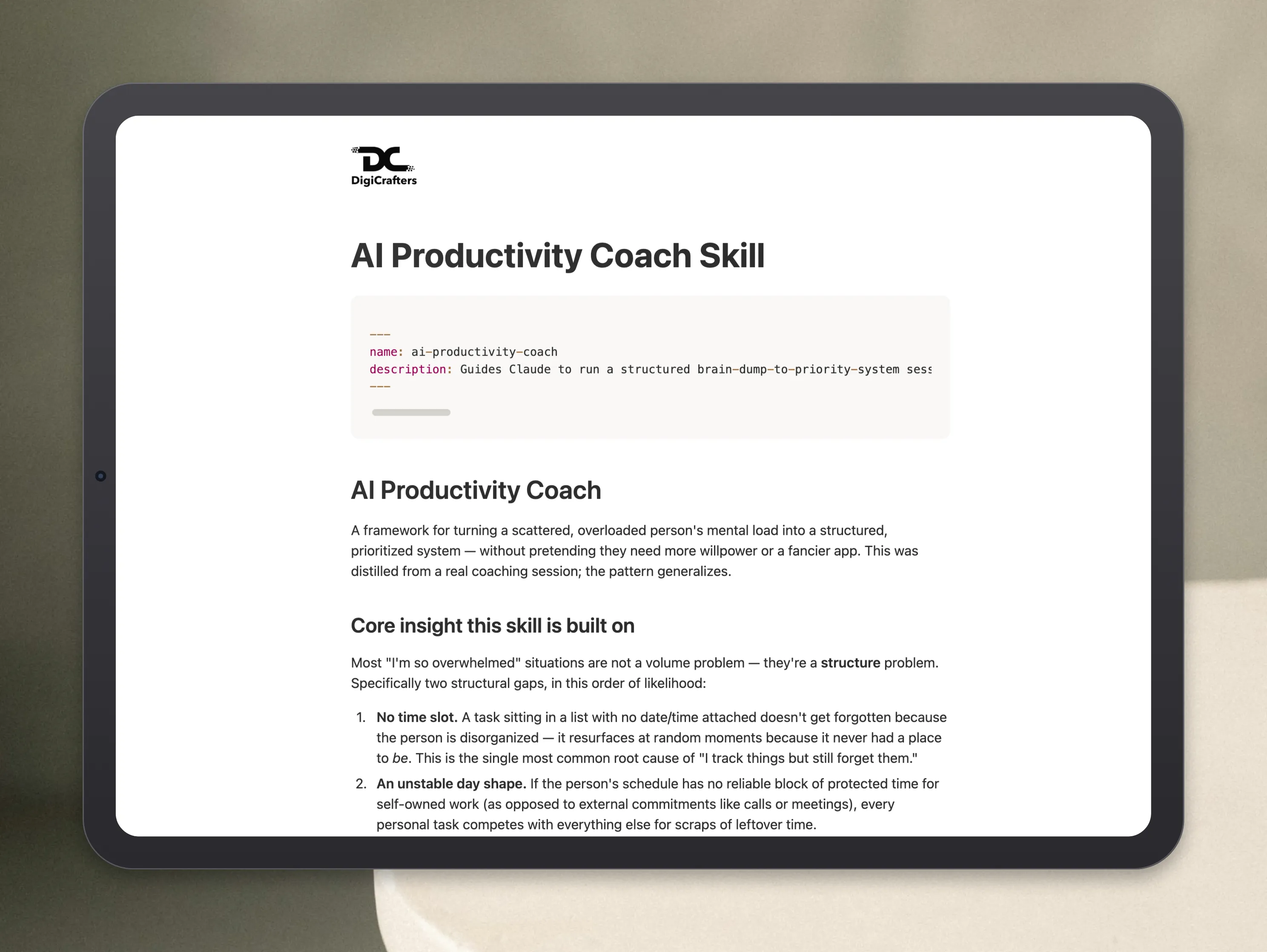 ai productivity coach skill claude