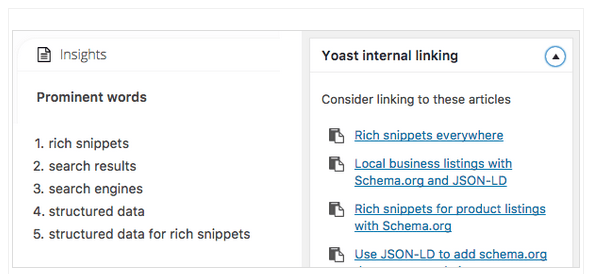 Insights Verlinkungen mit yoast