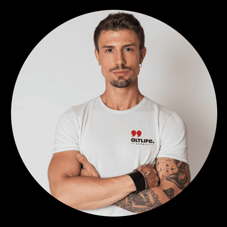 woman wearing black crew-neck shirt