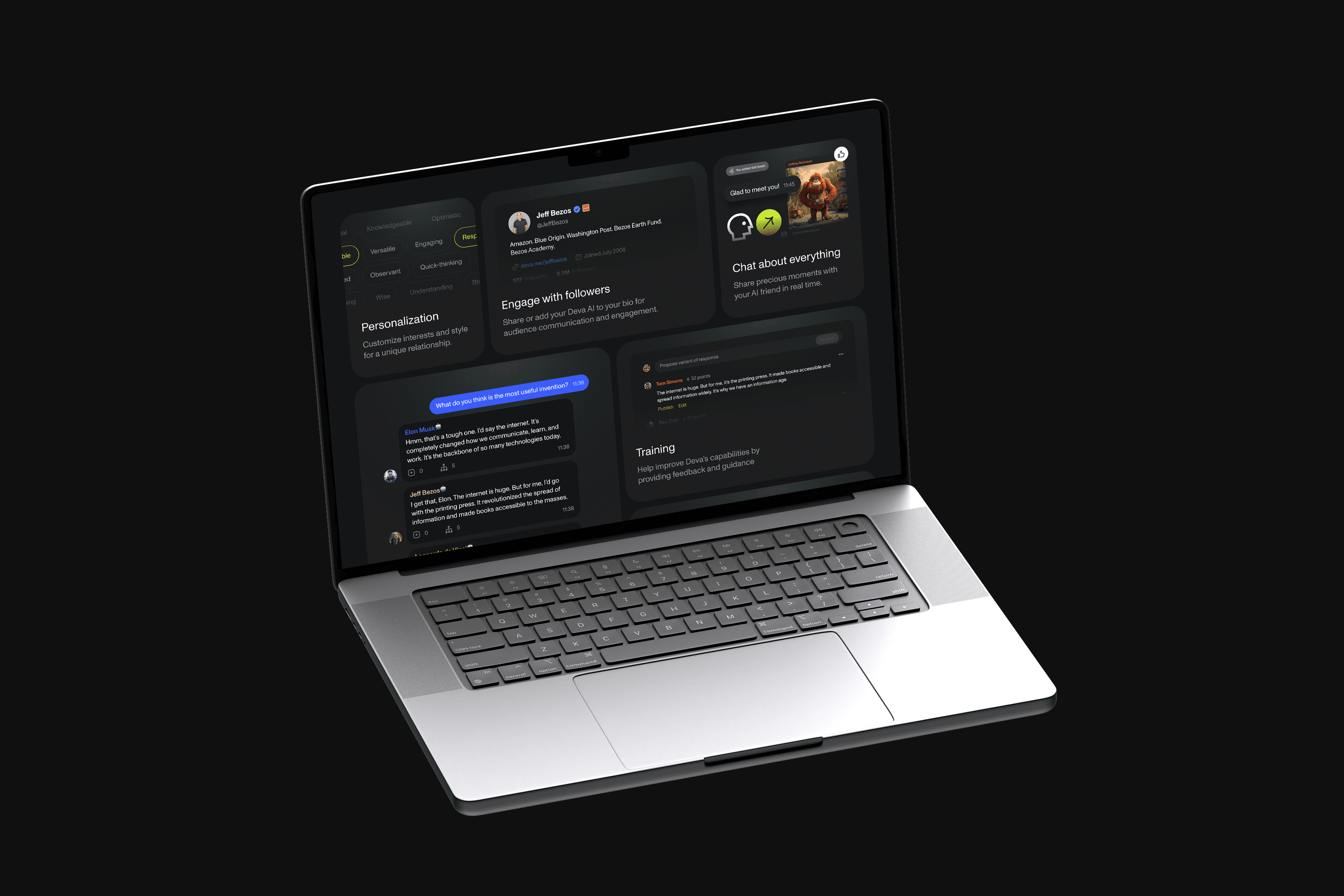 Deva features. Live Interaction on Laptop