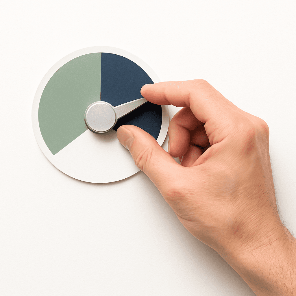 hand turning the dial indicating stress reduced