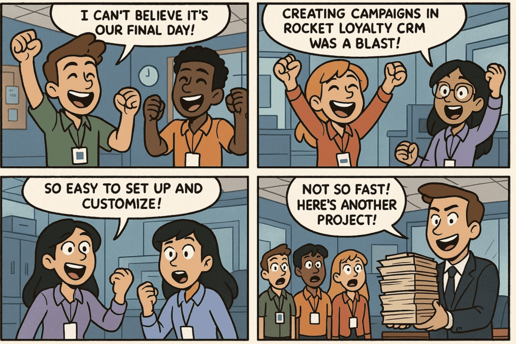 การ์ตูนใช้ rocket crm สร้างแคมเปญ