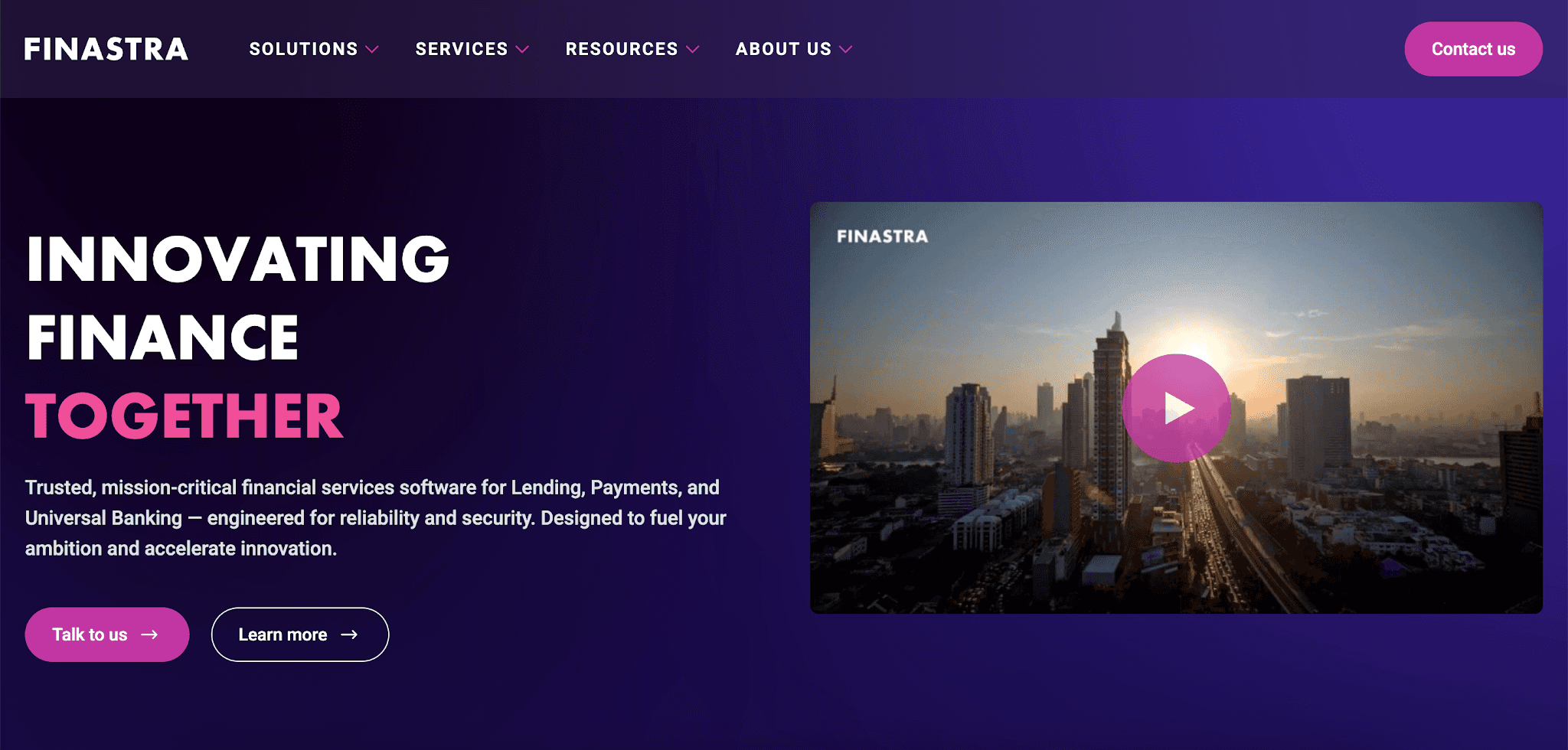 Finastra website homepage