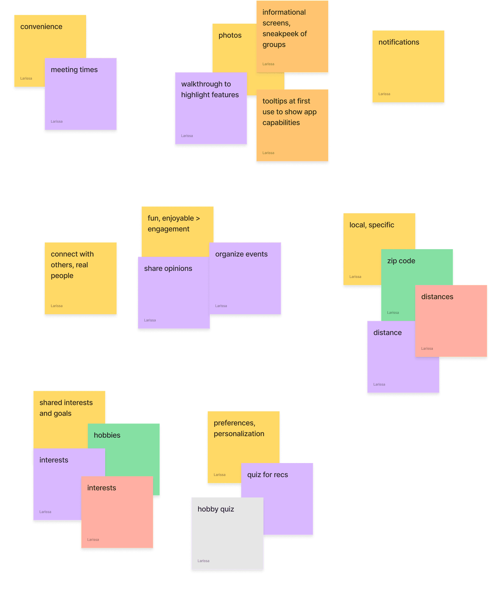 User research: sticky notes affinity map